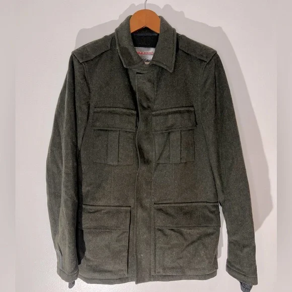 Prada | Jackets & Coats | Prada Green Wool Collared Military Pea